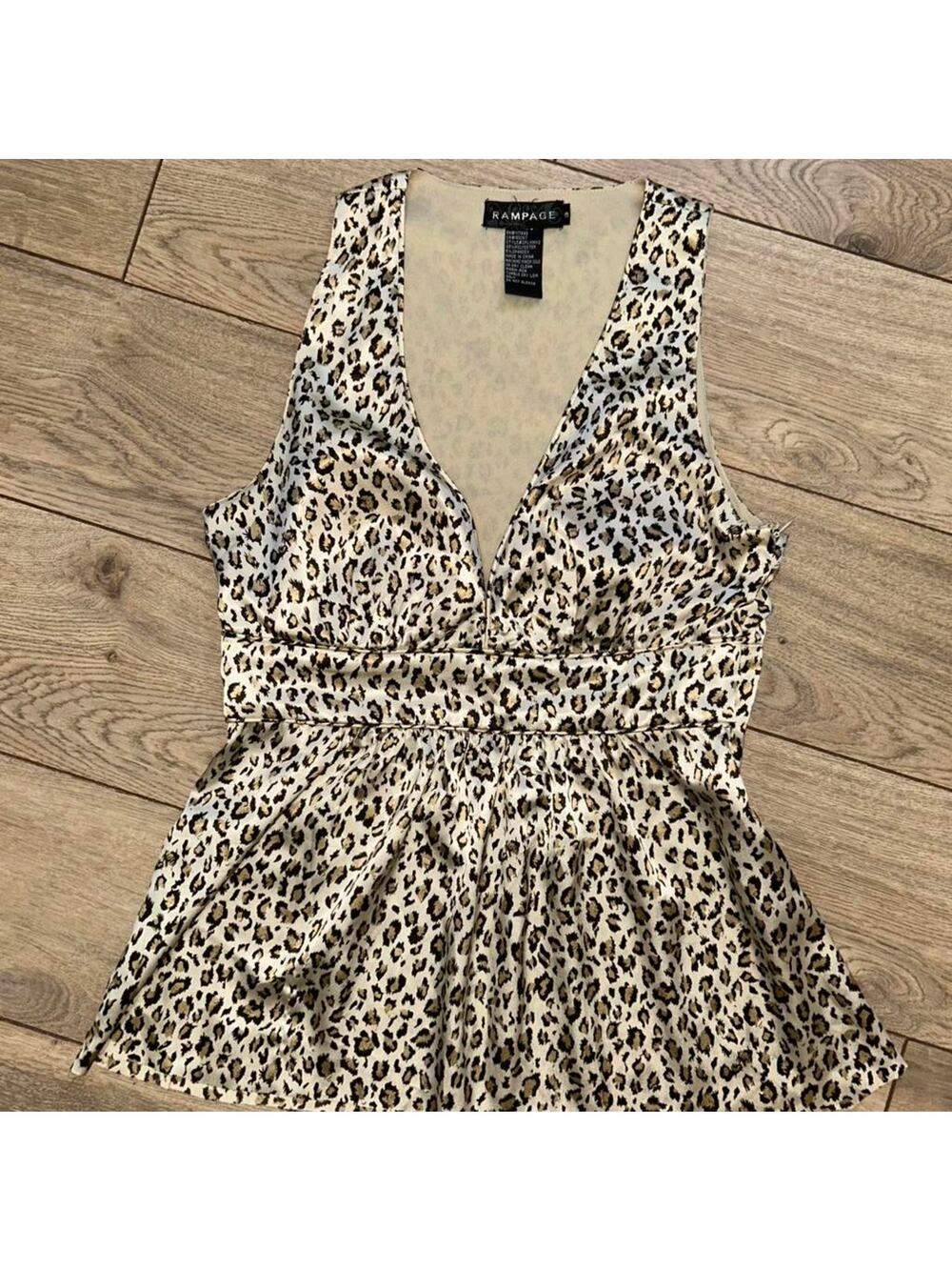 Y2k rampage leopard print babydoll top